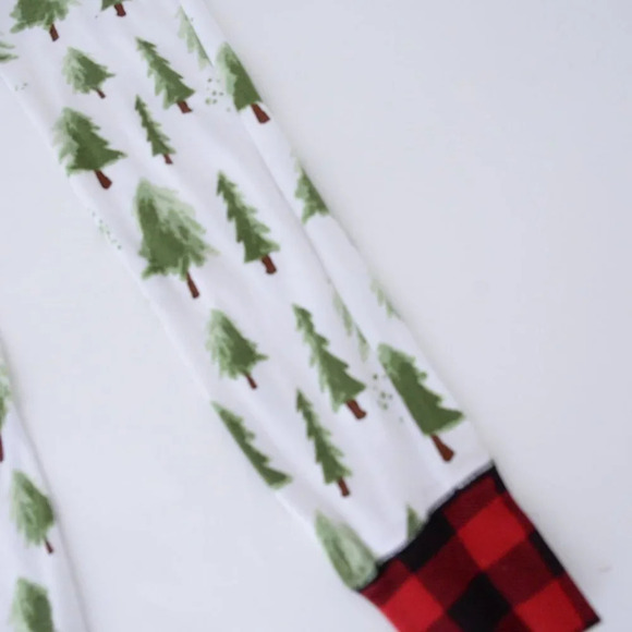 Lazy One White Green Red Pine Trees  w/ Back Flap Onezie Size Medium - Picture 4 of 16